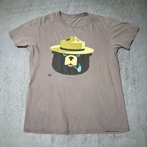 Ames Bros Smokey Bear Parody Graphic Tee Brown Medium Vintage Style